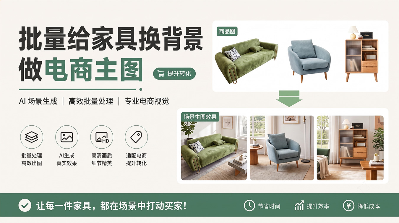 1分钟批量换背景出主图？AI画布一键白底图秒变场景图
