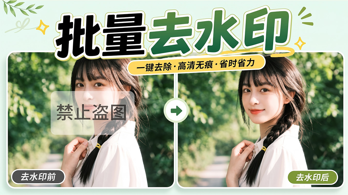 AI画布批量去水印？自定义工作流一键去除满屏复合水印