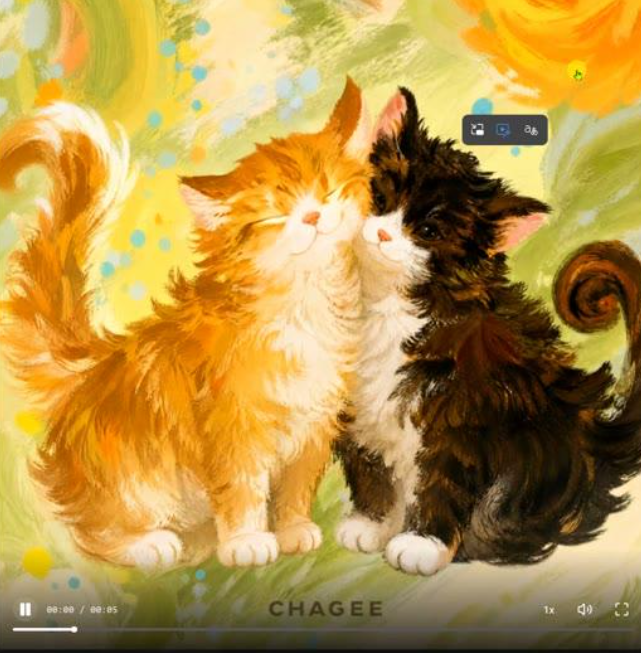 猫咪茶饮杯海报生成视频的5秒预览起始画面