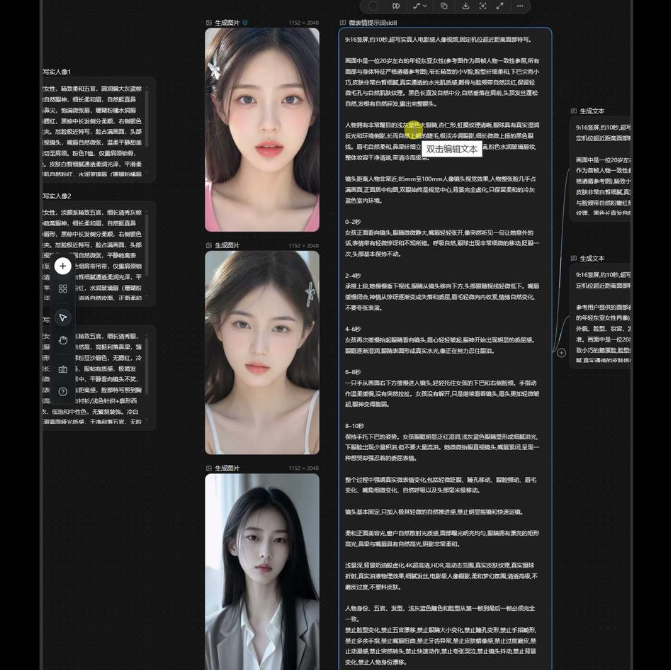 千鹿AI画布中的人物候选图和微表情文本节点