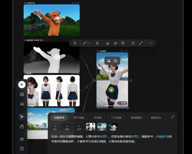 千鹿AI画布生成的城市广场女生舞蹈结果