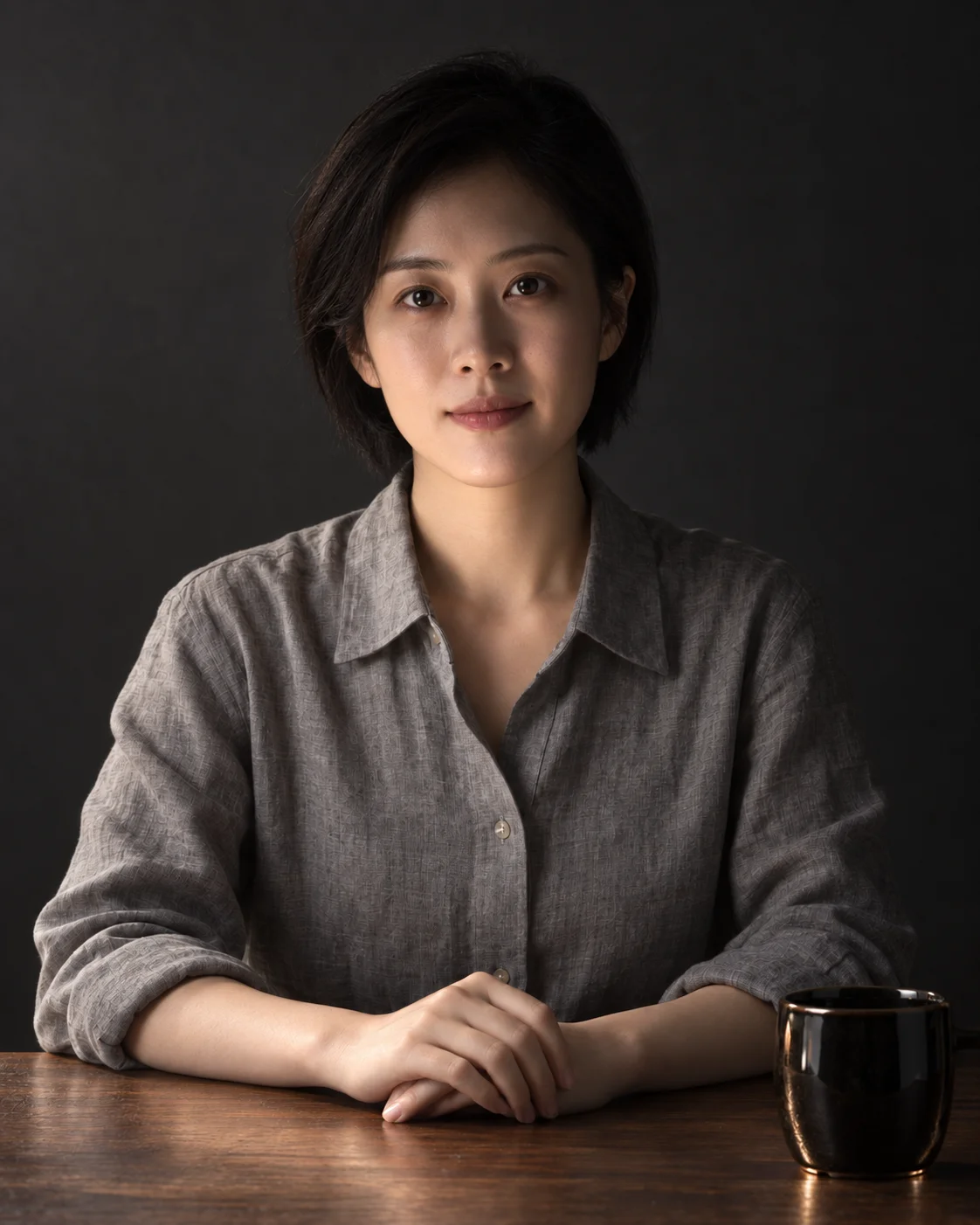 底光 AI 创作样例：下巴和鼻底亮，影子向上延伸