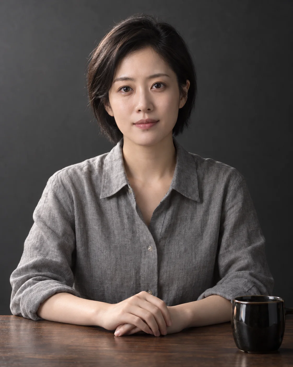 蛤壳光 AI 创作样例：上方照亮脸，下方把鼻子和下巴的阴影补亮