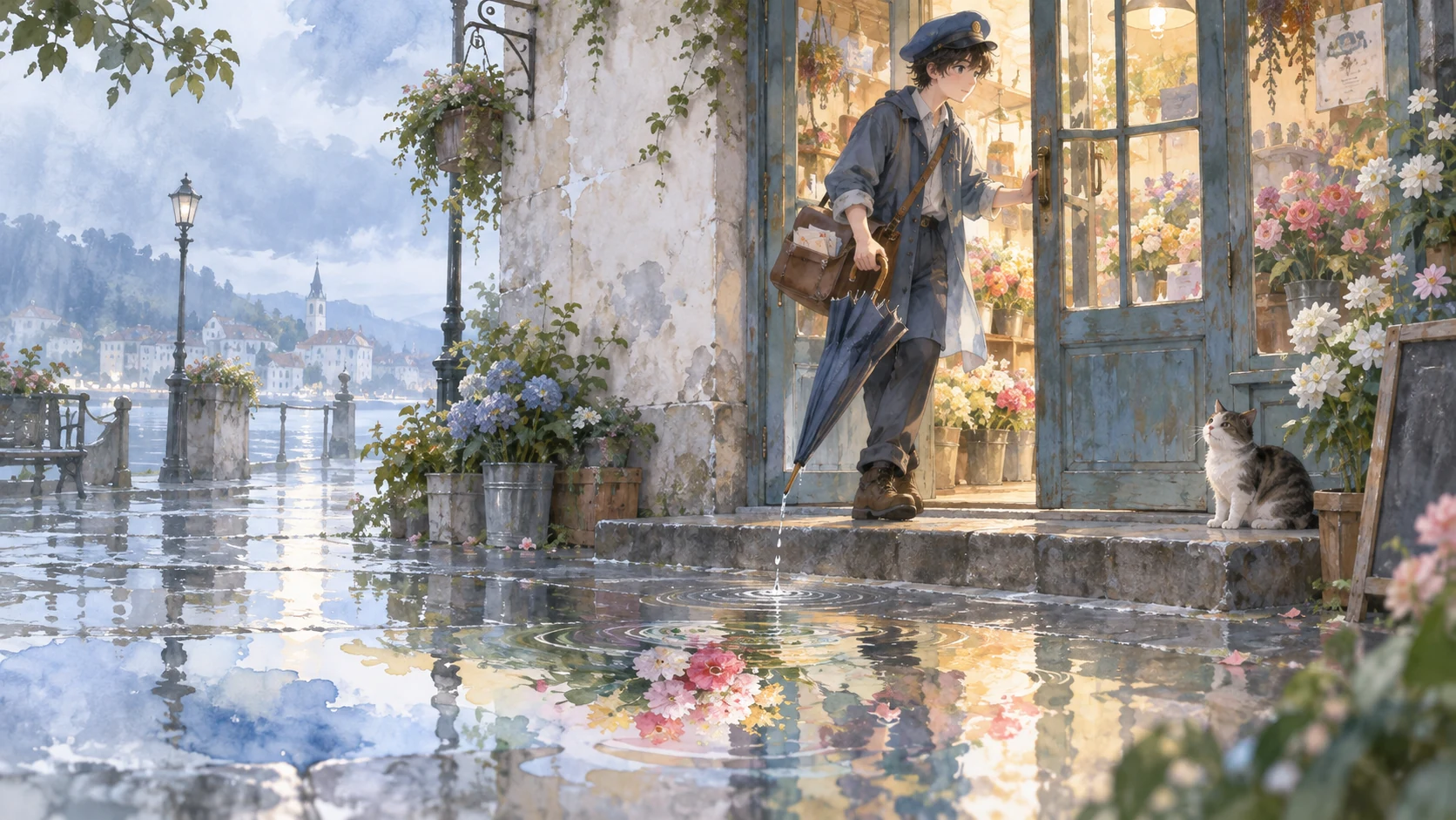 水彩三维 CG:雨后邮差·水色漫开